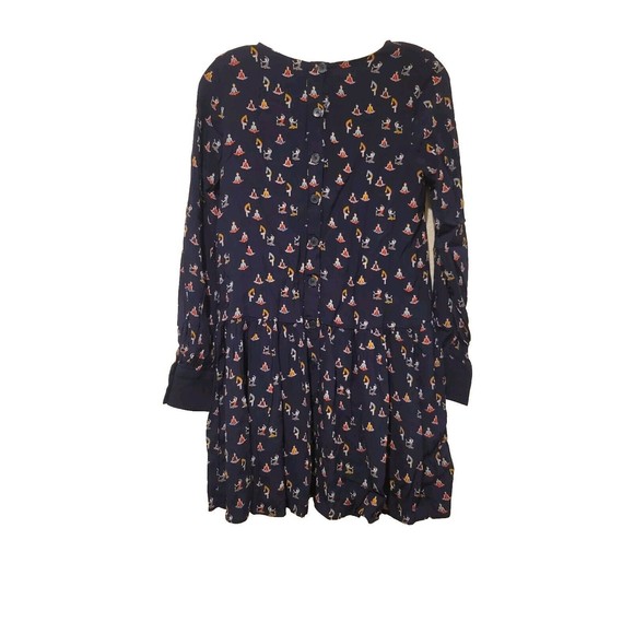 Zara Trafaluc Yoga Pose novelty print Long Sleeve Mini Dress Small - Picture 2 of 8